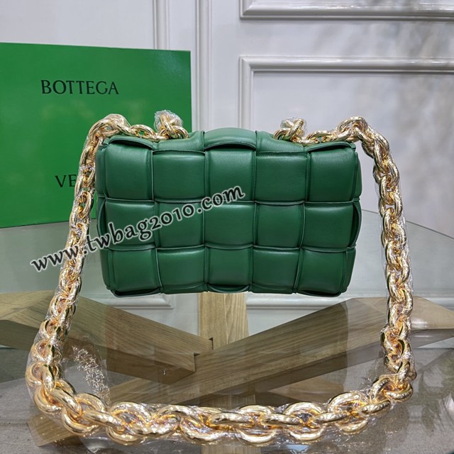 Bottega veneta高端女包 96008賽車綠 寶緹嘉新款枕頭鏈條包 BV經典款單肩斜挎手提女包  gxz1235